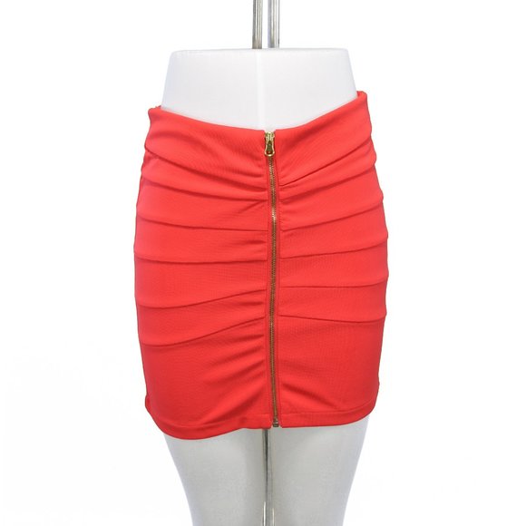Icon Apparel Red Zip Up Mini Skirt (M/L) - Picture 1 of 3